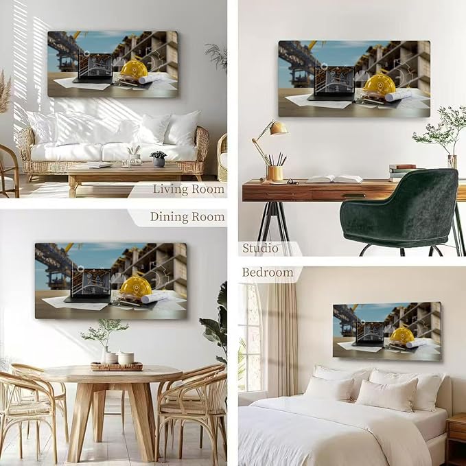 Wibinuki Wall Art Wall Decor Wall Paintings Engineer architect industry .0 using computer construction site for Living Room Bedroom Bathroom Home Decor Can Be Hung Directly 20"x 40"