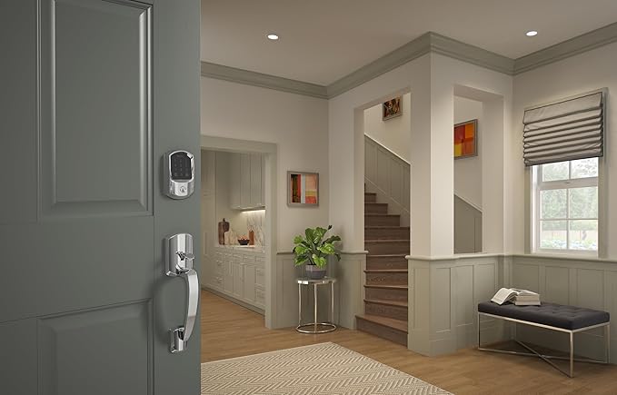 Schlage Encode Smart Wi-Fi Deadbolt Lock with Touchscreen Keypad, Keyless Front Door Entry, App Control, Alexa, Google Home and Airbnb Compatible, Bright Chrome, BE489WB GRW 625