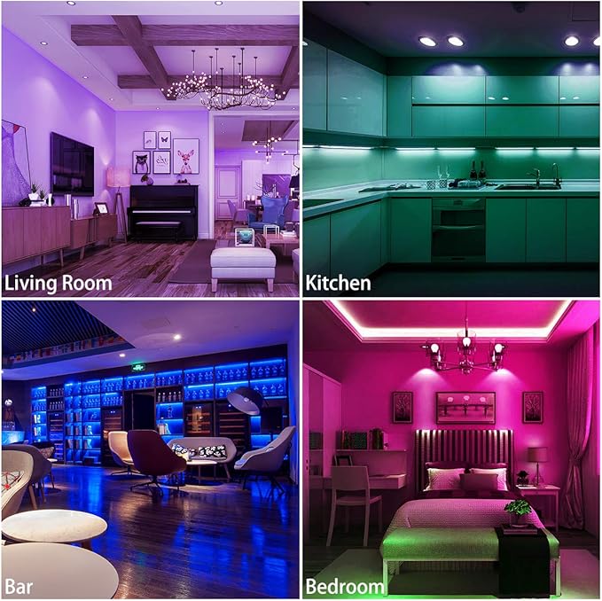KATUR LED Strip Lights 32.8ft, IP65 Waterproof 300 LEDs 5050 RGB, 16 Million Colors, Smart WiFi APP and 24 Keys Controller Control, Works with Alexa Google Assistant Music Timed Dimmable Strip Lights