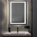 20"x 28" LED Bathroom Mirror with Front and Backlight, Bathroom Vanity Mirror with 3 Color Adjustable, Stepless Dimmable Light, Anti-Fog, Memory Function, Vanity Mirror for Wall(Horizontal/Vertical).