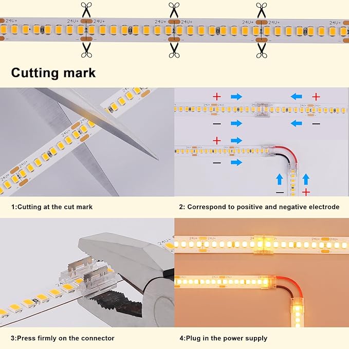 24V LED Strip Light Kit 65.6ft (2 Rolls of 32.8ft), 4000K Natural White Cuttable LED Tape Lights, SMD 2835 300W with Power Supply for Bedroom, Commercial, Kitchen, Living Room Ceiling