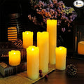 DRomance Flameless Flickering Candles Battery Operated(Battery Included) with 6 Hour Timer, Set of 6 Dripping Wax LED Pillar Candles Halloween Christmas Home Decor(Ivory, 2" D x 2"-9" H)