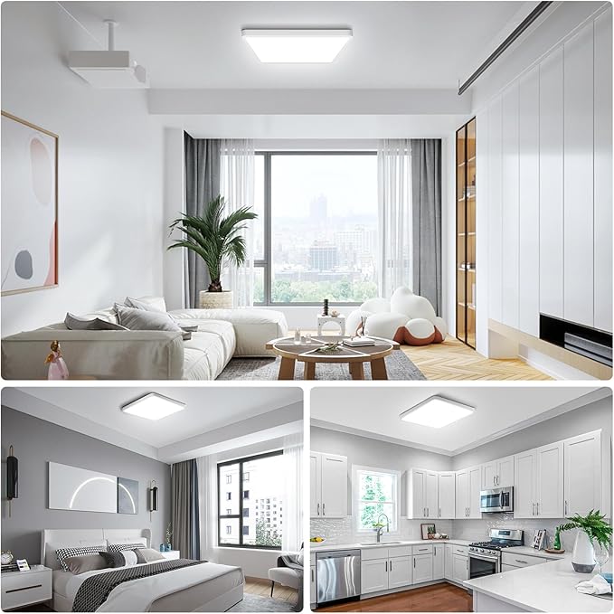 9Inch 18W Square LED Ceiling Light Fixtures Flush Mount, 5000K Daylight White LED Ceiling Lamp, Surface Mount Modern Ceiling Lights, Slim Flat Panel Lighting for Bedroom, Kitchen, Bathroom Etc.