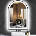 16 x 24 Inch Black LED Arch Mirror with Lights Black Frame Arched LED Vanity Mirror for Bathroom Wall Makeup Desk Black Framed Arch Lighted Mirror 3Color AntiFog 24" Arch Smart Light up Mirror