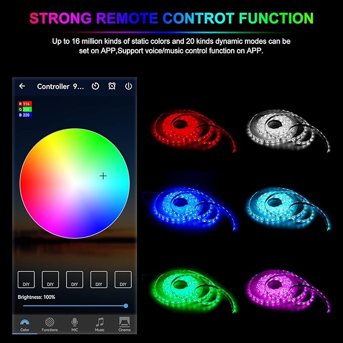 RGBZONE 4PIN WiFi RGB LED Controller, 2-Ports Smart LED Light Strip Controller, DC 5V/12V/24V for SMD 5050 3528 5630 Strip Lights, Compatible with Alexa Google Assistant IFTTT and Siri