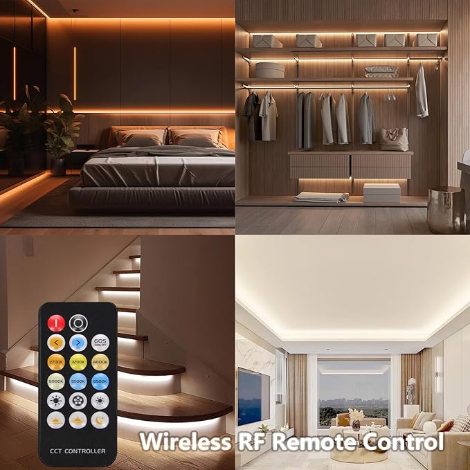 dalattin COB LED Strip Lights,16.4ft LED Lights, 608 LEDs/m High Density Flexible 24V Flexible Tape Light with Remote & Touch Control,Dimmable 2700K-6500K for Living Room, Bedroom, Kitchen Lighting
