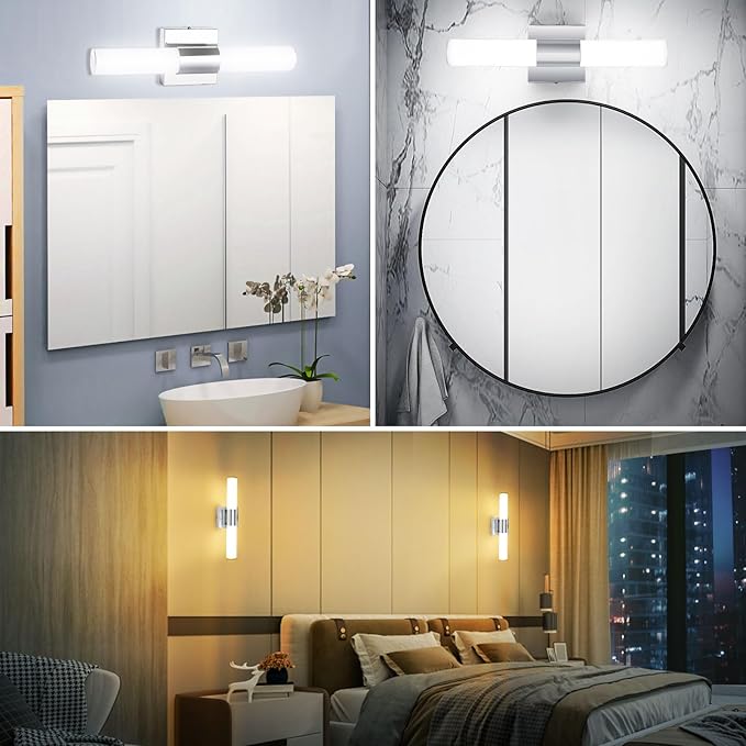 TRLIFE Dimmable Bathroom Vanity Ligh Fixture, 3 Color Temperature Modern Bathroom Vanity Light, 12W LED Vanity Light Bathroom Lights Over Mirror (12W, 24inch)