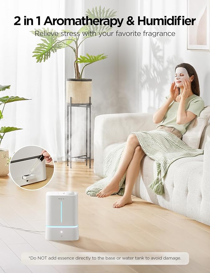 GoveeLife Smart Humidifiers for Bedroom, 4.5L Cool Mist Air Humidifiers with Scent Diffuser & Nightlight, 40H Runtime, Easy to Clean, Quiet Top Fill Ultrasonic Humidifier for Plant, Large Room, Baby