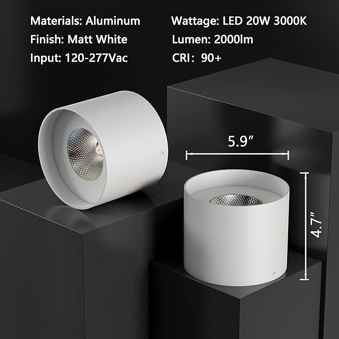Flush Mount Ceiling Light, 20W LED Dimmable 5.9" Cylinder Ceiling Light, Aluminum Rustic Modern Ceiling Lamp for Foyer Closet Kitchen Hallway Entryway 3000K Warm White