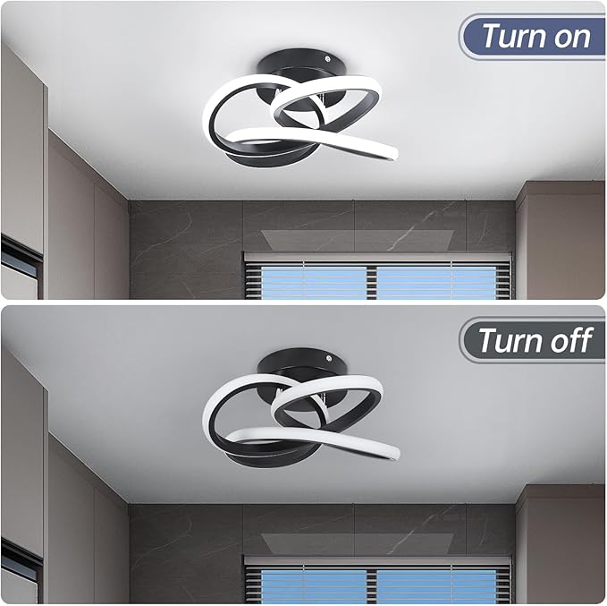 Modern Led Ceiling Light, Black Hallway Ceiling Light, Flush Ceiling Lighting Fixture for Kithcen, Bedroom, Living Room, Entryway, Balcony, Stair - 26W Cold White Light 6000K