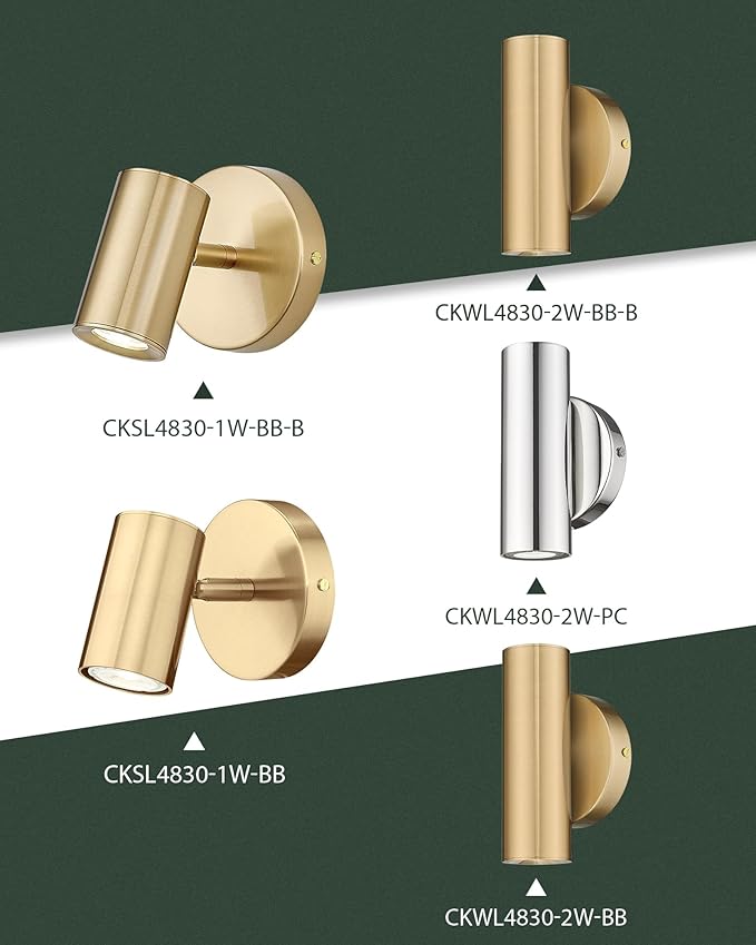 Gold Wall Sconce, Modern Wall Light Fixture, LED Track Lighting with GU10 Bulb for Bedroom Entryway Bathroom Kitchen,CKSL4830-1W-BB-B