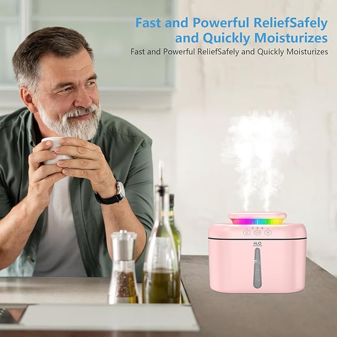 SZO Humidifiers for Bedroom, 2.5L Capacity, Auto Shut-Off, Easy to Fill & Clean, 16 dB Quiet Ultrasonic Humidifier for Large Room, Plants, Baby Nursery, Indoor, Night Light(soft pink)