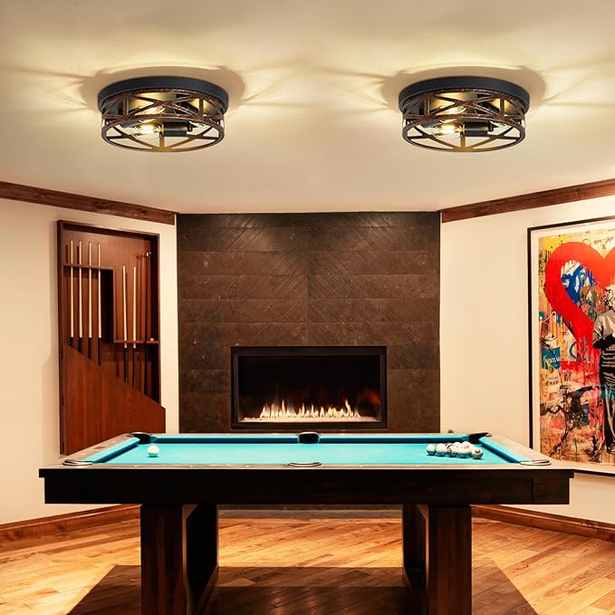 ZHU YAN Farmhouse Flush Mount Ceiling Light,3-Light Ceiling Light Fixture Hallway Ceiling Light Fixtures,Light Fixtures Ceiling Mount for Hallway Kitchen,Entryway,Hall (2 Pack)