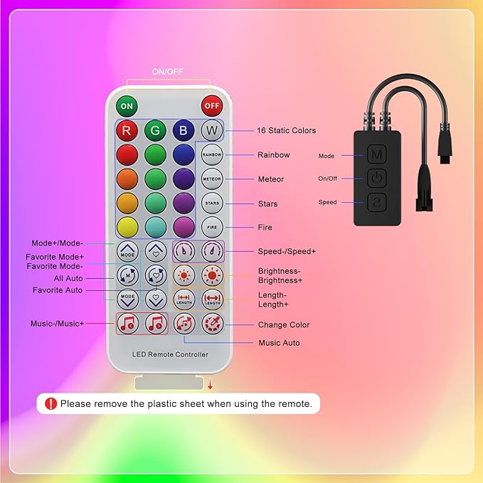 SP611E Bluetooth Music LED Controller for 1903B WS2812b WS2811 IC RGB Chasing Color LED Strip Addressable Sync Music Controller DC5V-24V APP/IR Remote Control(NOT for RGB LED Strip Without IC)