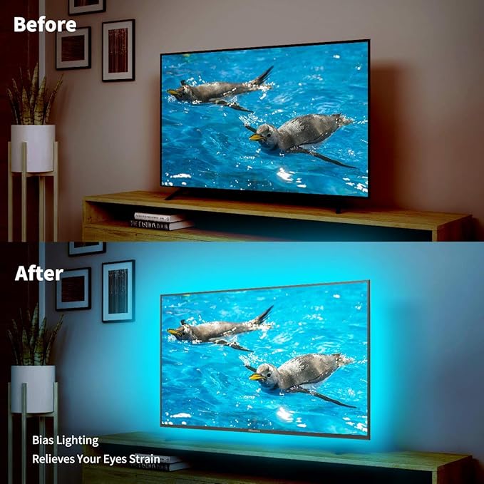 BASON LIGHTING TV LED Backlight，LED Light for TV with Remote Control, 4096 DIY Colors Led Strip Lights for 32-58 Inch TV, Gaming and Home Decor, USB Powered, Easy to Install.