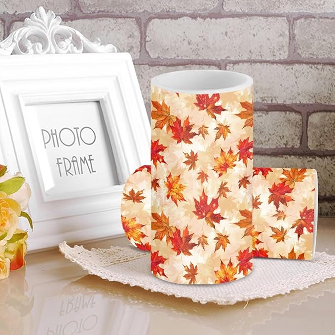 Maple Leaf Decorative Fall Candles for Home Decor Flameless Candles with Remote and Timer LED Candles Flickering Battery Operated Fake Candle for Thanksgiving Holiday Party Room Table Decor