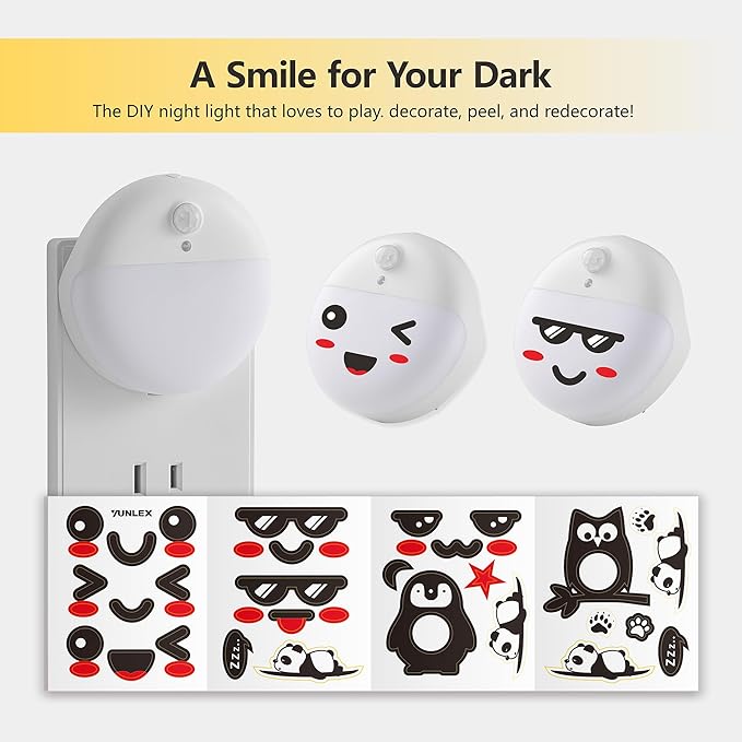 2 Pack Plug in Sleep Night Light with Motion Sensor and Dusk to Dawn Sensor, 3 Modes, Soft Glow, Stepless Dimming, LED Lights for Bedroom, Sleep, Baby Nursery, Kids, Toddler, Home Decor (Amber)