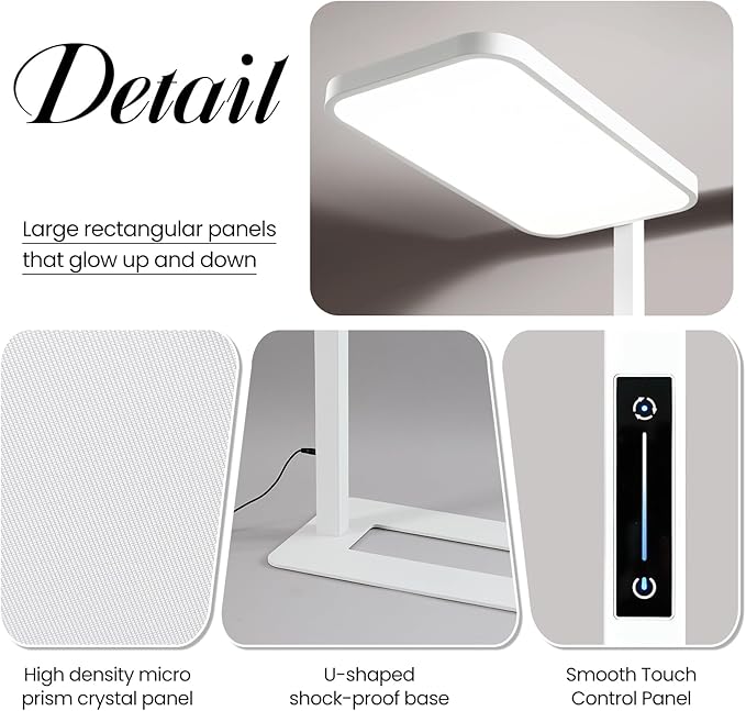 Full-Spectrum LED Floor Lamp, CRI 98 Eye-Comfort Reading Lamp, 7000 LM 4000K Natural Daylight Standing Light with Stepless Dimming, Heavy-Duty Base for Home Office and Study Room