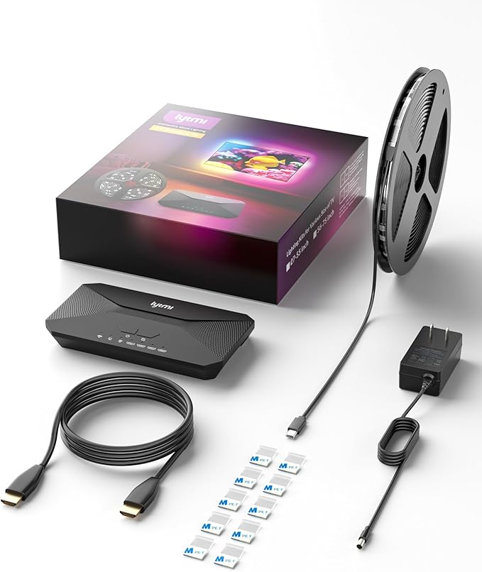 Lytmi Fantasy 3 TV Backlight Kit HDMI 2.1 with Sync Box Wi-Fi for 65-70 inch 8K 60Hz Color Lights Compatible Alexa and Google Assistant, App Control, Music RGB (Red, Green, Blue) LDD21