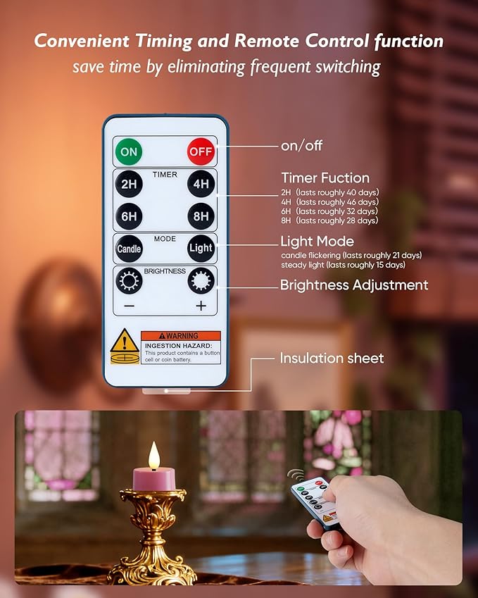 Amagic Flameless Pink Timer Remote Tealights Candles, 3D Black Wick Flickering Tea Light, 300+Hour Colored Votive Candles Battery Operated, Set of 12 for Romantic Wedding Decor, Baby Showers, Proposal