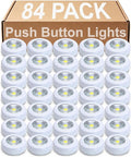 Tap Light Push Lights, 84-Pack Small Bright LED Puck Light Touch Night Lights Battery Operated Stick on Light for Closet Kitchen Cabinet Classroom DIY Letter Lights Holiday Party Decorations