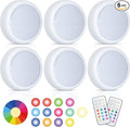 LED Puck Lights with Remote Control, 50lm RGBW Color Changing Closet Battery Light, 13 Colors Stick-on Under Cabinet Lighting, with Dimmable Function, 6 Pack