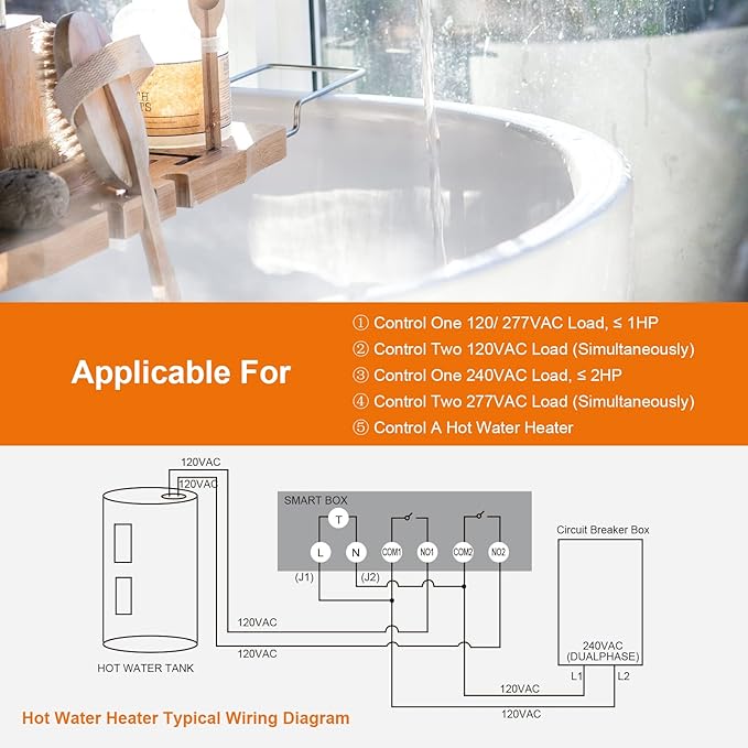 SURAIELEC Pool Timer, WiFi Smart Pool Pump Timer, 120, 240, 277 VAC, 40 AMP, Outdoor Indoor Heavy Duty Metal Casing Pools Control, Wireless Electric Switch Box for Pump, Water Heater, Spa, Light