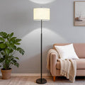 Modern Floor Lamp for Living Room with Beige Shade, Pull Chain Switch, 66" Tall Industrial Floor Lamps Reading with Marble Base for Bedroom Office (9W LED Bulb Included) -Black
