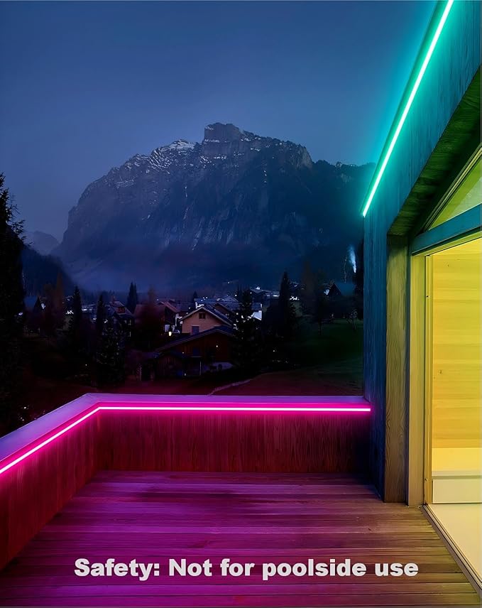 Shine Decor 98.4FT LED RGB Neon Rope Lights, ETL-Listed AC 110-120V Neon LED Strip Lights SMD5050 80LEDs/m with Remote, Dimmable Multicolor Change Flexible Neon Rope Lighting Waterproof for In&Outdoor