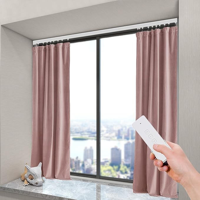 Motorised Curtain Rail, Automatic Curtain Track, Ceiling Curtain Track, Motorized Curtain Rods with Remote Control with Alexa, Google Home, Smartphone App, Applicable Sizes 7.08-13.78 ft