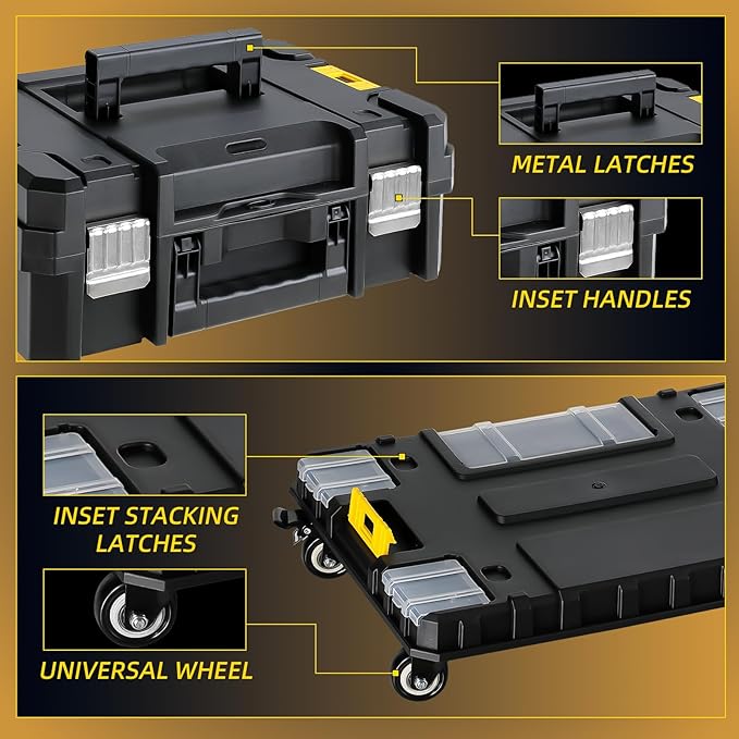 TLGREEN Rolling Tool Box with Wheels, Stackable Design – 4-in-1 Modular Tool Box Organizer, Portable Tool Box with Drawers for Garage Storage, Home Repairs & Workshop Use