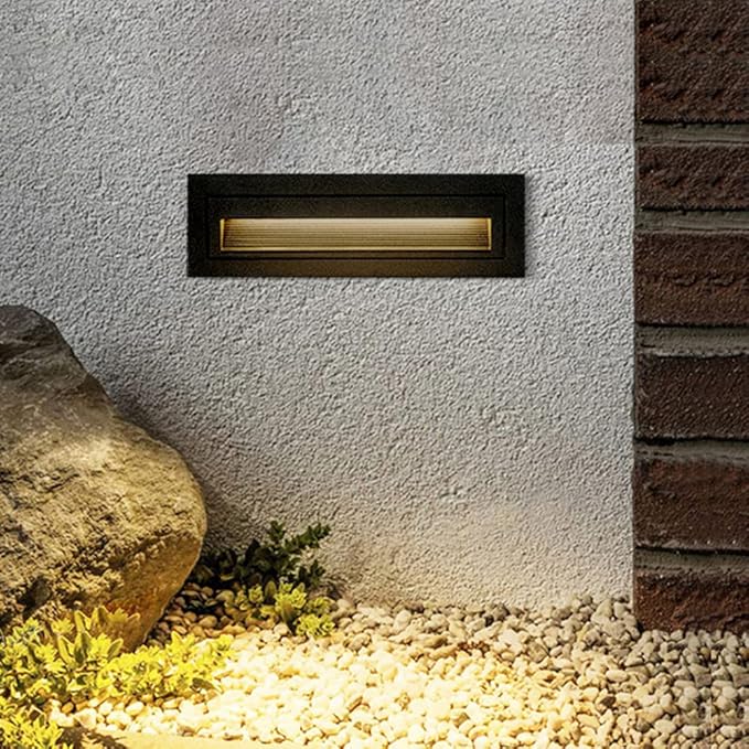 6W LED Step Light for Indoor and Outdoor Stairway Light Modern Wall Fixture Waterproof Horizontal Louver Faceplate Corner Foot Lamp Black