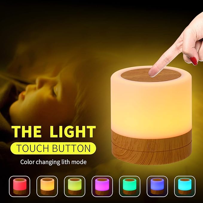Dimmable Baby Night Light: Eye-Caring Soft Warm White LED Touch Lamp | USB Rechargeable Portable Bedside for Nursery Kids Room Bedroom Camping