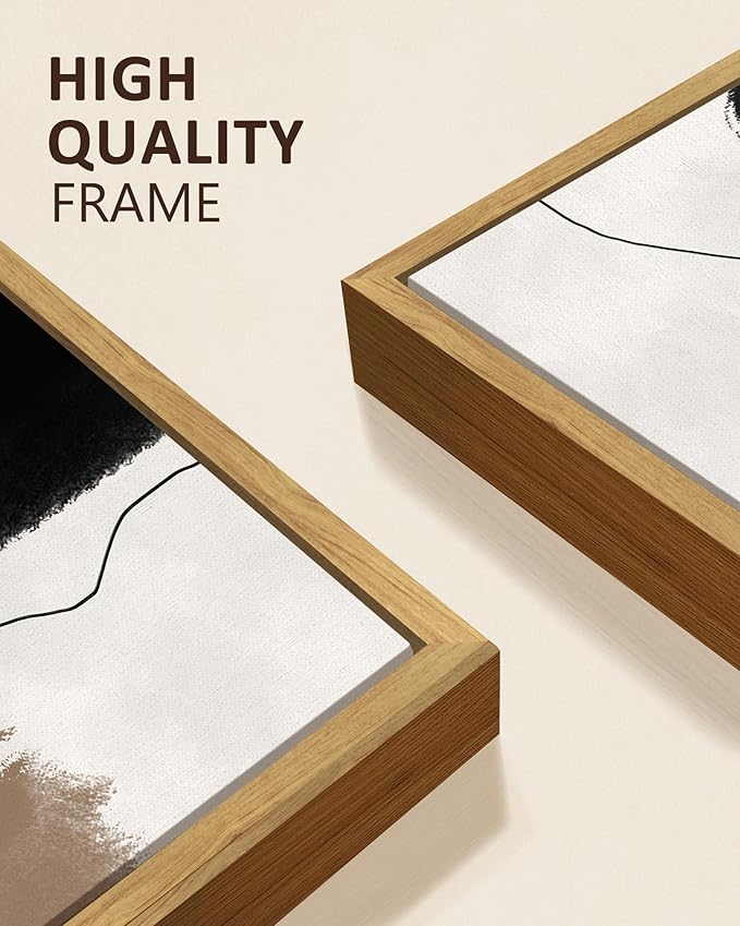 KUVIOKE Abstract Wall Art Minimalism Color Blocks Illustrations Modern Minimalist Painting Artwork for Living Room Bedroom 8x16in3pcs Natural Framed