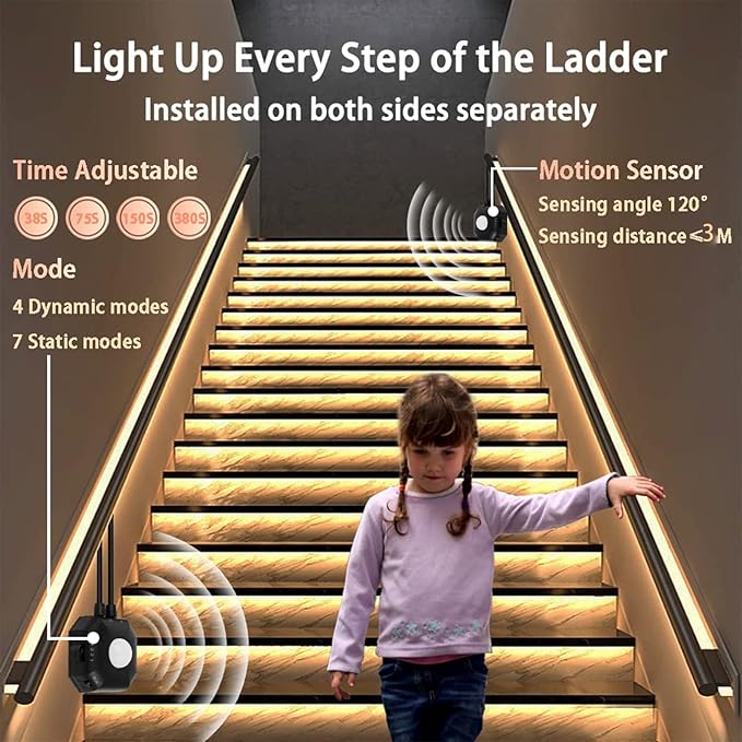 Motion Activated Under Bed Lights,9.8ft Motion Sensor LED Light Strip with Remote Control,5050 RGB LED Night Lights with Automatic Shut Off Timer for Indoor,Bed,Wardrobe, Cabinet,Corridor,Stair Decor