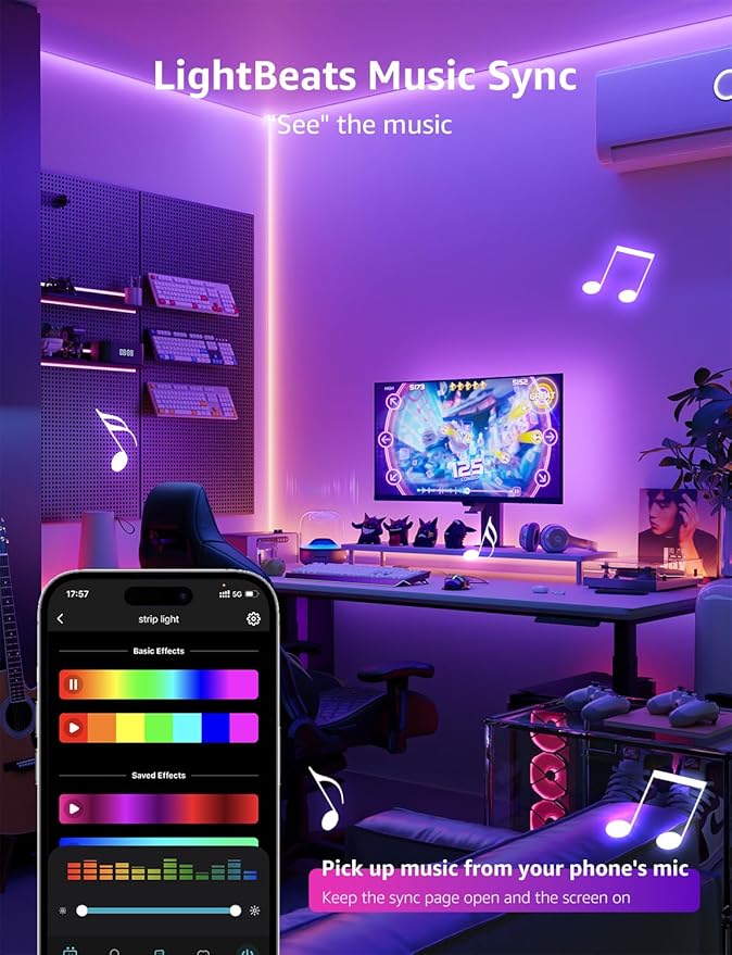 Lepro SE1 AI Smart LED Strip Lights - 32.8ft RGB Color Changing Light Strips with APP Control, AI Generated Lighting, Music Sync, 2.4GHz Wi-Fi & Bluetooth LED Lights for Home Decor (No Remote)