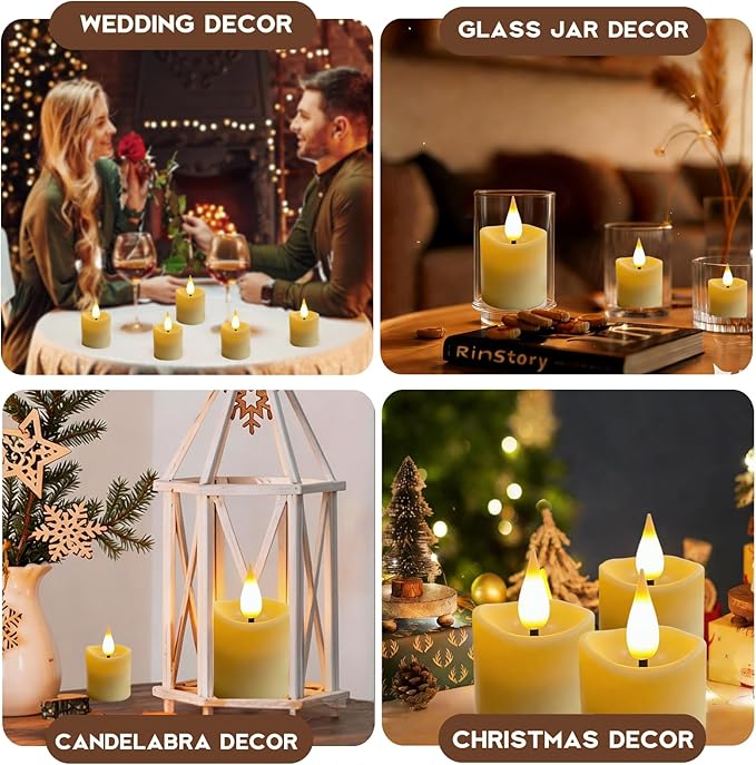 6Pcs Rechargeable Tea Lights: 1.5"x2.2" Flameless LED Votive Candles with Remote & Timer, USB Battery Operated Flickering Fake Tealights for Home Wedding Centerpiece Table Decor, Anniversary Christmas