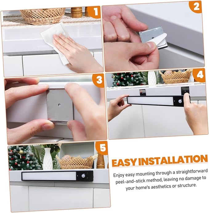 Smart Under Cabinet Lights Motion Sensor 4 Led Strips Kitchen Reading Lights Motion Activated Black