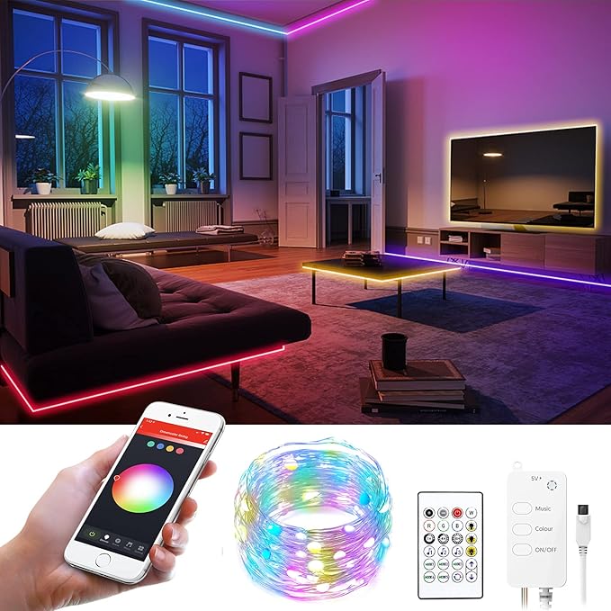 Avatar Controls Smart Fairy Lights 9.8ft for 40-55in TV Backlight USB String Lights with Remote 16M Color Changing Dimmable 30 LED for Gaming Lights Ambient Lighting Kit
