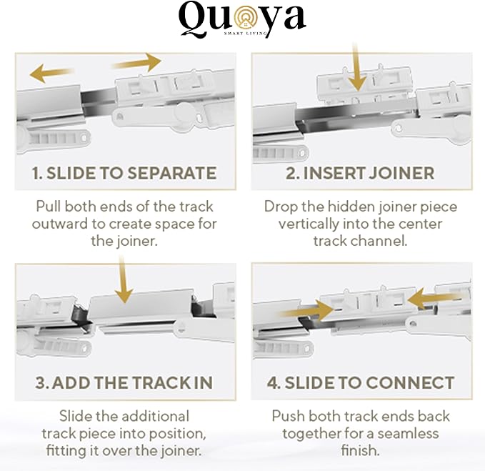 Quoya BL01 Smart Electric Curtain Track 【Beltless, Adjustable, No Cutting, Adjustable Speed, Quiet, Compatible with Alexa, Google, Siri, Apple Watch, Remote Included】 (up to 118 inches (3m))