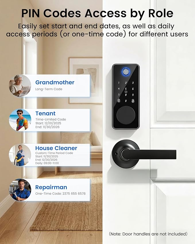 Smart Deadbolt Lock, Fingerprint Keyless Entry Door Lock App Control, Electronic Touchscreen Keypad, Auto Locking, IP54 Weatherproof, Easy Install Digital Deadbolt for Front Door