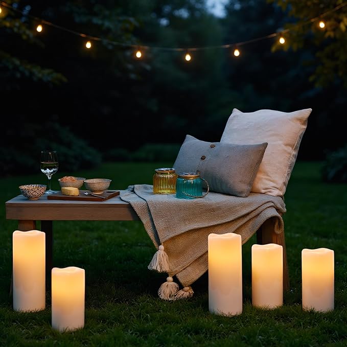 Outdoor Candles with Timer Waterproof, 10” x 4” & 8” x 4” Set of 2 Waterproof Candles with Remote, Large LED Pillar Battery Operated Candle for Outdoor Outside Lartern Porch Patio Decor