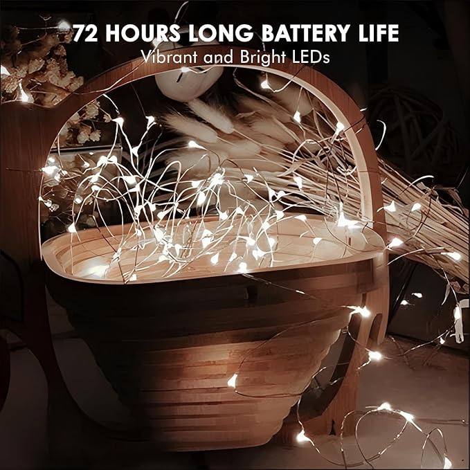 Bexdir 12 Pack Fairy Lights Battery Operated String Lights，7FT 20LED Waterproof Silver Wire Christmas Lights Outdoor,Firefly Mini Lights for Bedroom Party Birthday Wedding Home Decor
