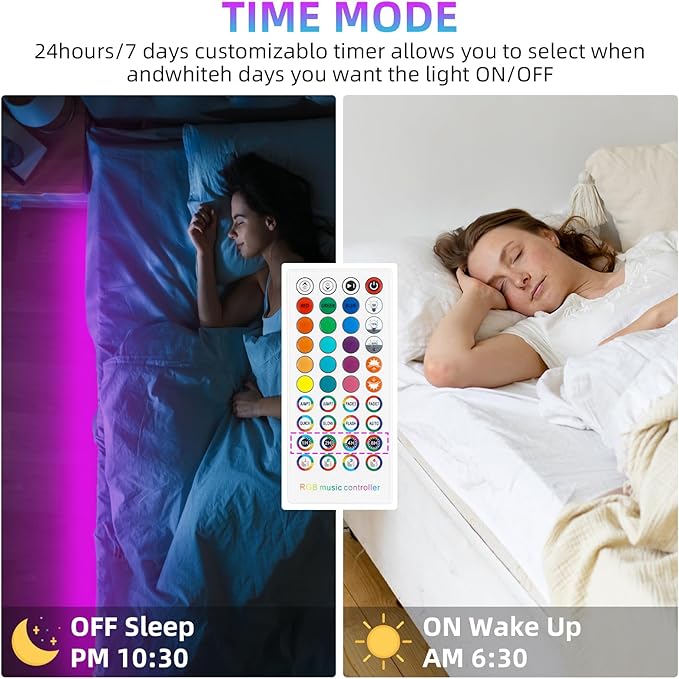 Smart Bluetooth LED Controller,RGB Music LED Strip Lights Controller,4-PIN IR Remote Control 40-Keys for 5-24V SMD 5050 3528 RGB LED Strips