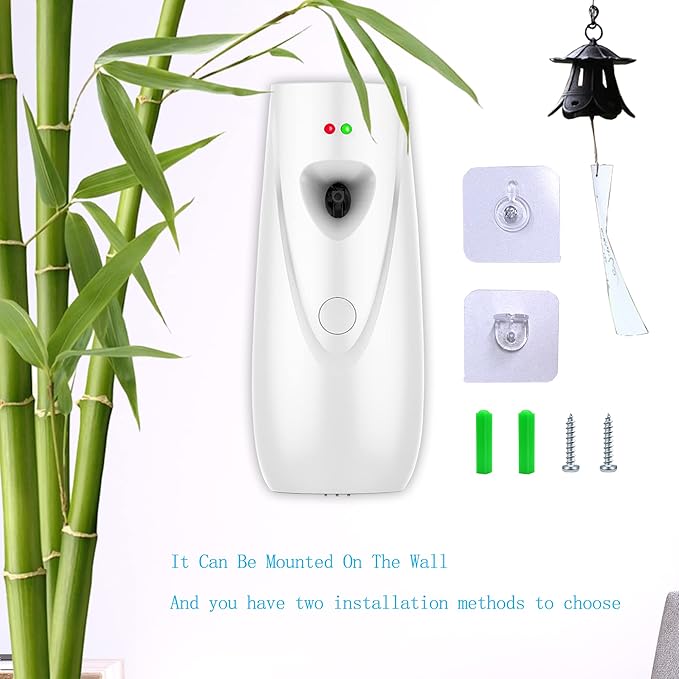 Automatic Air Fragrance Dispenser Home Wall-mounted Aerosol Spray Air Freshener for Home Offices Schools Restaurants Hotels Commercial Place (White 1103)