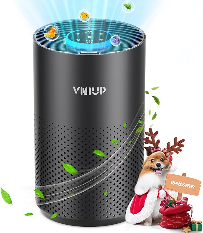 Air Purifiers for Bedroom Home up to 1250 ft² - Vniup H14 True HEPA Room Air Purifiers for Bedroom, with Fragrance Function Sleep Mode& Light Mode Air Cleaner for Pet Dander Odor Dust Smoke