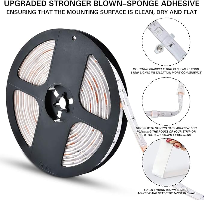 KATUR LED Strip Lights 16.4ft, Works with Alexa Google Assistant IP65 Waterproof 150 LEDs 5050 RGB, 16 Million Colors, Smart WiFi APP and 24 Keys Controller Control, Music Timed Dimmable Strip Lights