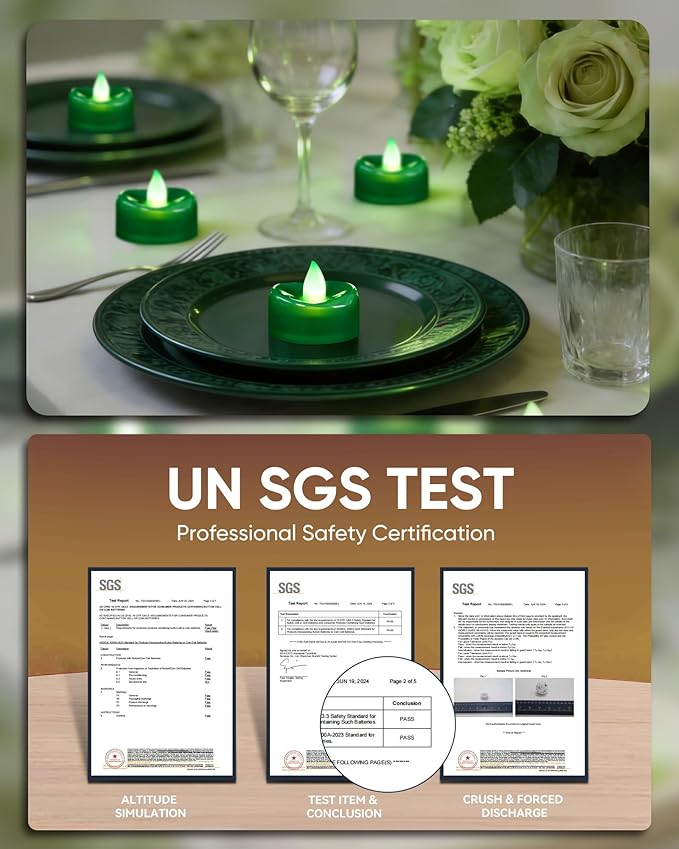 BEICHI Flameless Candles, Tea Lights Battery Operated, No Flickering Votive Candles LED Tea Lights for Halloween Christmas Wedding Home Decor (24 Pack, Green)
