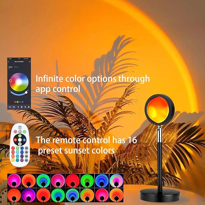 Spacenight Sunset Lamp Projector Multi-Color Multi-Mode, Dimmable, Timing, Music Rhythm, Sunset Background Wonderful Visual Impact, USB Plug and Play (Remote & APP)