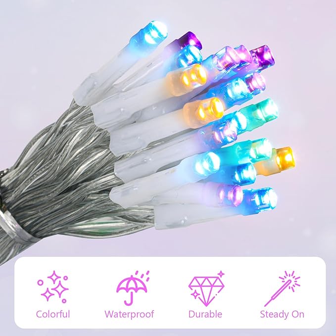 ANJAYLIA Easter String Lights Battery Operated, 20ft 40 LED Pastel Fairy Lights, Waterproof Small String Lights for Easter Crafts, Wreath, Table Centerpiece, Garland, Party Decor